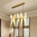 GobekUsa Modern Bird-Shaped Island Pendant Light: 3/4/5 Golden Hanging Lights for Bedroom