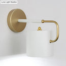 GobekUsa Contemporary Cylinder Wall Lamp with Curved Arm - White Metal Sconce Light Fixture (1 Bulb)
