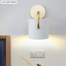 GobekUsa Contemporary Cylinder Wall Lamp with Curved Arm - White Metal Sconce Light Fixture (1 Bulb)