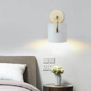 GobekUsa Contemporary Cylinder Wall Lamp with Curved Arm - White Metal Sconce Light Fixture (1 Bulb)
