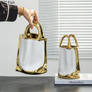 GobekUsa Golden Handbag Ceramic Vase for Stunning Flower Arrangements
