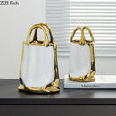 GobekUsa Golden Handbag Ceramic Vase for Stunning Flower Arrangements