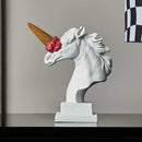 Modern white and pink ice cream horse head living room sculpture by Decorbites