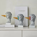 Modern white and pink ice cream horse head living room sculpture by Decorbites