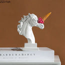 Modern white and pink ice cream horsehead statue living room decor by Decorbites