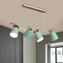 GobekUsa Nordic Metal Linear Chandelier - 4 Head Island Lighting in Green/Grey/White for Restaurants
