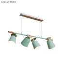 GobekUsa Nordic Metal Linear Chandelier - 4 Head Island Lighting in Green/Grey/White for Restaurants