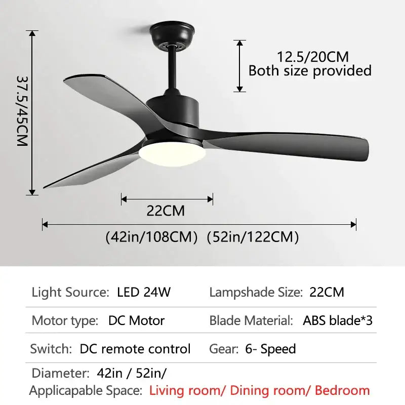 GobekUsa 3 Blade DC Ceiling Fan with LED Light & Remote Control, photo 9 of 12