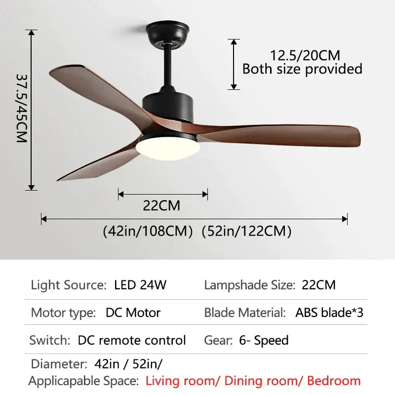 GobekUsa 3 Blade DC Ceiling Fan with LED Light & Remote Control, photo 11 of 12