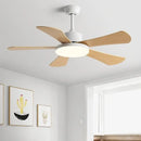 GobekUsa 48" Bedroom Restaurant Ceiling Fan with 5 Wood Blades, DC Motor, LED Light, Remote