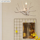 GobekUsa Modern White Wall Sconce with Antler Resin Shade for Living Room Lighting