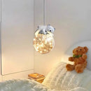 GobekUsa Glass Children Room Chandelier: White Bear Bunny Lamp for Modern Baby Boy Girl Bedroom