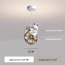GobekUsa Glass Children Room Chandelier: White Bear Bunny Lamp for Modern Baby Boy Girl Bedroom