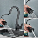 GobekUsa Black Brass Kitchen Faucet with Digital Temperature Display & Dual Water Sprayer