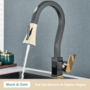 GobekUsa Black Brass Kitchen Faucet with Digital Temperature Display & Dual Water Sprayer