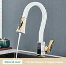 GobekUsa Black Brass Kitchen Faucet with Digital Temperature Display & Dual Water Sprayer