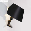 GobekUsa Modern White/Black Cone Wall Sconce: Fabric LED Wall Mount Light for Bedside