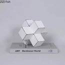GobekUsa Cube Block Sculpture Resin Desk Decoration Modern Artwork Ornament