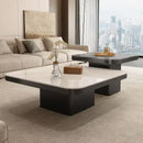 GobekUsa Light Luxury Rock Square Coffee Table Modern Minimalist Living Room Combo