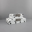 GobekUsa Black & White Polka Dot Leather Storage Box | Geometric Pattern Desktop Organizer