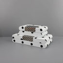 GobekUsa Black & White Polka Dot Leather Storage Box | Geometric Pattern Desktop Organizer