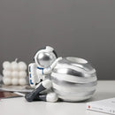 Modern white & blue astronaut resin figurines living room decor by Decorbites
