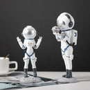 Modern white & blue astronaut resin figurines living room decor by Decorbites