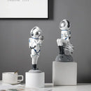 Modern white & blue astronaut resin figurines living room decor by Decorbites