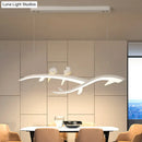 GobekUsa Modern White Branch LED Island Light - 27"/37.5" Wide Acrylic Pendant with Warm/White Light and Bird Design