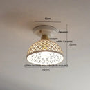 GobekUsa Blue Hollow-out Ceramic LED Ceiling Lamp