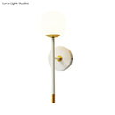 GobekUsa Modern Milk Frosted Glass Wall Sconce in White-Brass - Long Arm Bedside Lamp Kit