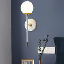 GobekUsa Modern Milk Frosted Glass Wall Sconce in White-Brass - Long Arm Bedside Lamp Kit