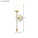 GobekUsa Modern Milk Frosted Glass Wall Sconce in White-Brass - Long Arm Bedside Lamp Kit