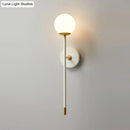 GobekUsa Modern Milk Frosted Glass Wall Sconce in White-Brass - Long Arm Bedside Lamp Kit