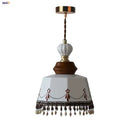 GobekUsa Copper Wood LED Pendant Light: Ceramic Modern Tassel Hanging Lamp