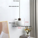 GobekUsa Ceramic LED Pendant Light Fixture - Nordic Modern Wood White Hanging Lamp