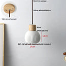 GobekUsa Ceramic LED Pendant Light Fixture - Nordic Modern Wood White Hanging Lamp