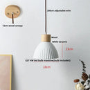 GobekUsa Ceramic LED Pendant Light Fixture - Nordic Modern Wood White Hanging Lamp