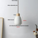 GobekUsa Ceramic LED Pendant Light Fixture - Nordic Modern Wood White Hanging Lamp