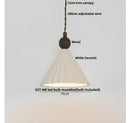 GobekUsa Ceramic LED Pendant Light Fixture - Nordic Modern Wood White Hanging Lamp