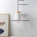 GobekUsa Ceramic LED Pendant Light Fixture - Nordic Modern Wood White Hanging Lamp