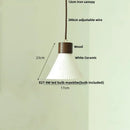 GobekUsa Ceramic LED Pendant Light Fixture - Nordic Modern Wood White Hanging Lamp