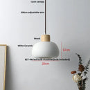 GobekUsa Ceramic LED Pendant Light Fixture - Nordic Modern Wood White Hanging Lamp