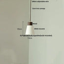 GobekUsa Ceramic LED Pendant Light Fixture - Nordic Modern Wood White Hanging Lamp