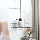 GobekUsa Ceramic LED Pendant Light Fixture - Nordic Modern Wood White Hanging Lamp