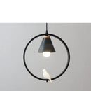 GobekUsa Iron Ring Pendant Lights Nordic Modern Child Bedroom Hanging Lamps Led Bird Light E27