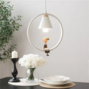 GobekUsa Iron Ring Pendant Lights Nordic Modern Child Bedroom Hanging Lamps Led Bird Light E27