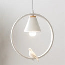 GobekUsa Iron Ring Pendant Lights Nordic Modern Child Bedroom Hanging Lamps Led Bird Light E27
