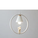 GobekUsa Iron Ring Pendant Lights Nordic Modern Child Bedroom Hanging Lamps Led Bird Light E27
