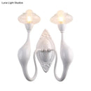 GobekUsa Modern White LED Wall Sconce Light Fixture - Oval Glass, Dolphin-Shaped Arm